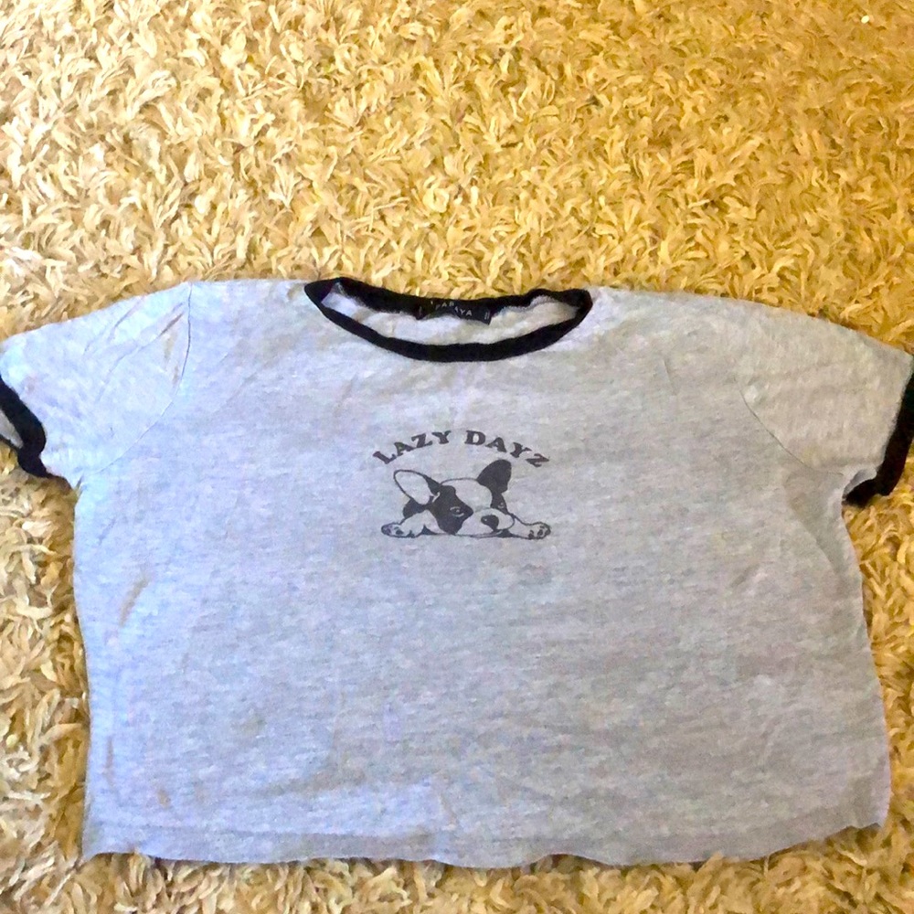 Gray cropped tee shirt